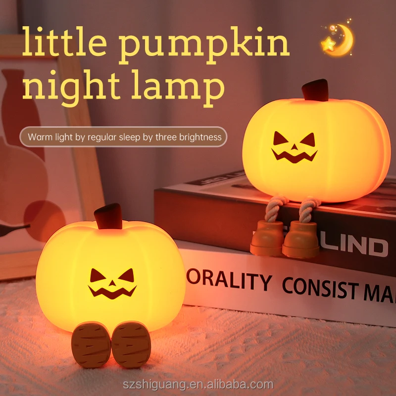 Customizable Silicone Pumpkin LED Night Light Halloween Emoji Decorations & Props Pat Pat Night Light Pumpkin