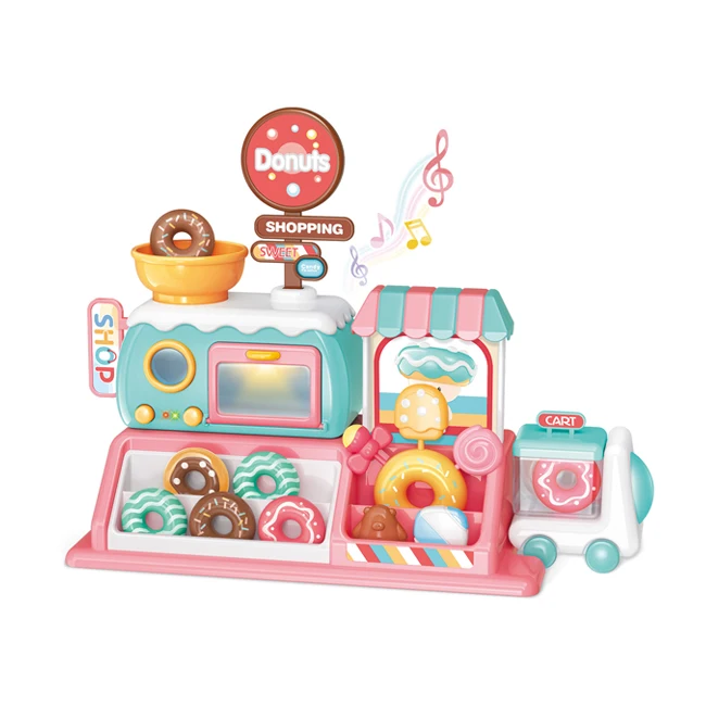 Kids Mini Candy Cart Pretend Play Food Set Donut Shop Dessert Toy