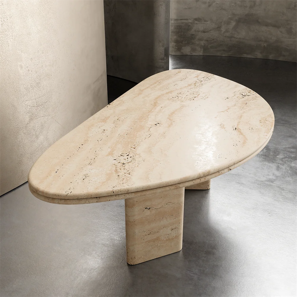 A Semi-circular Tabletop With Triangular Table Legs Dining Table