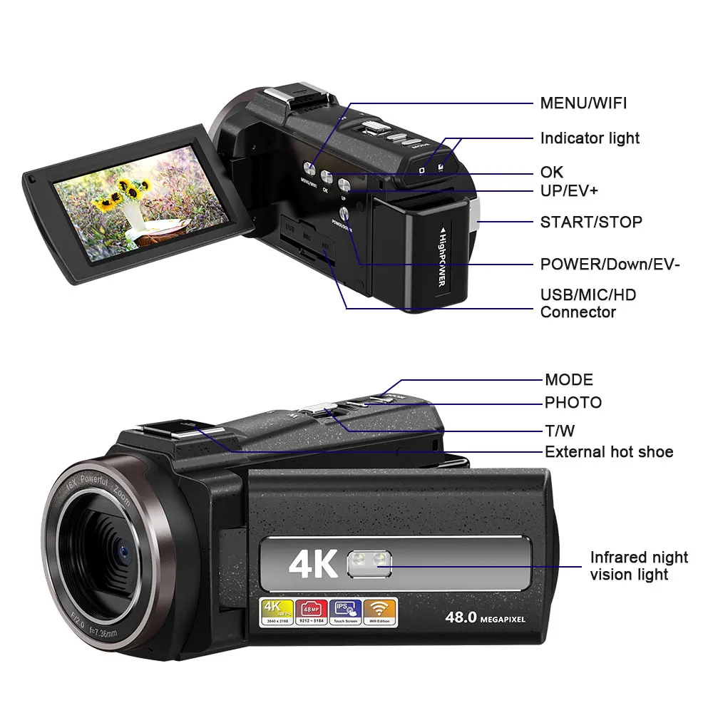 HDV-254KM HD Video Camera - 4K Resolution & Wifi Support