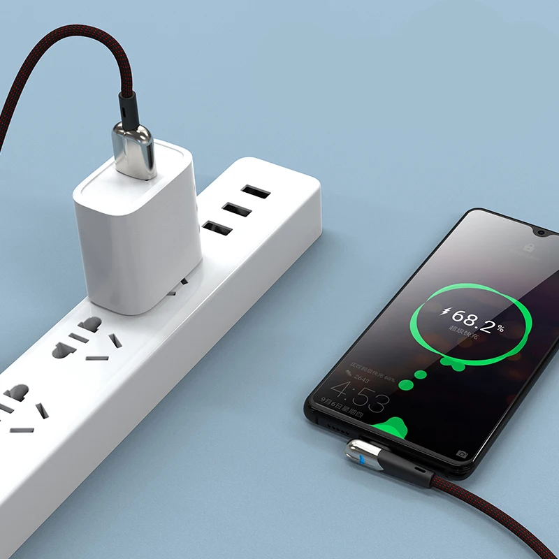 
Горячая Распродажа oem алюминиевый сплав Нейлон СВЕТОДИОД usb c кабель 90 градусов игровой плеер мобильный аксессуары кабель 