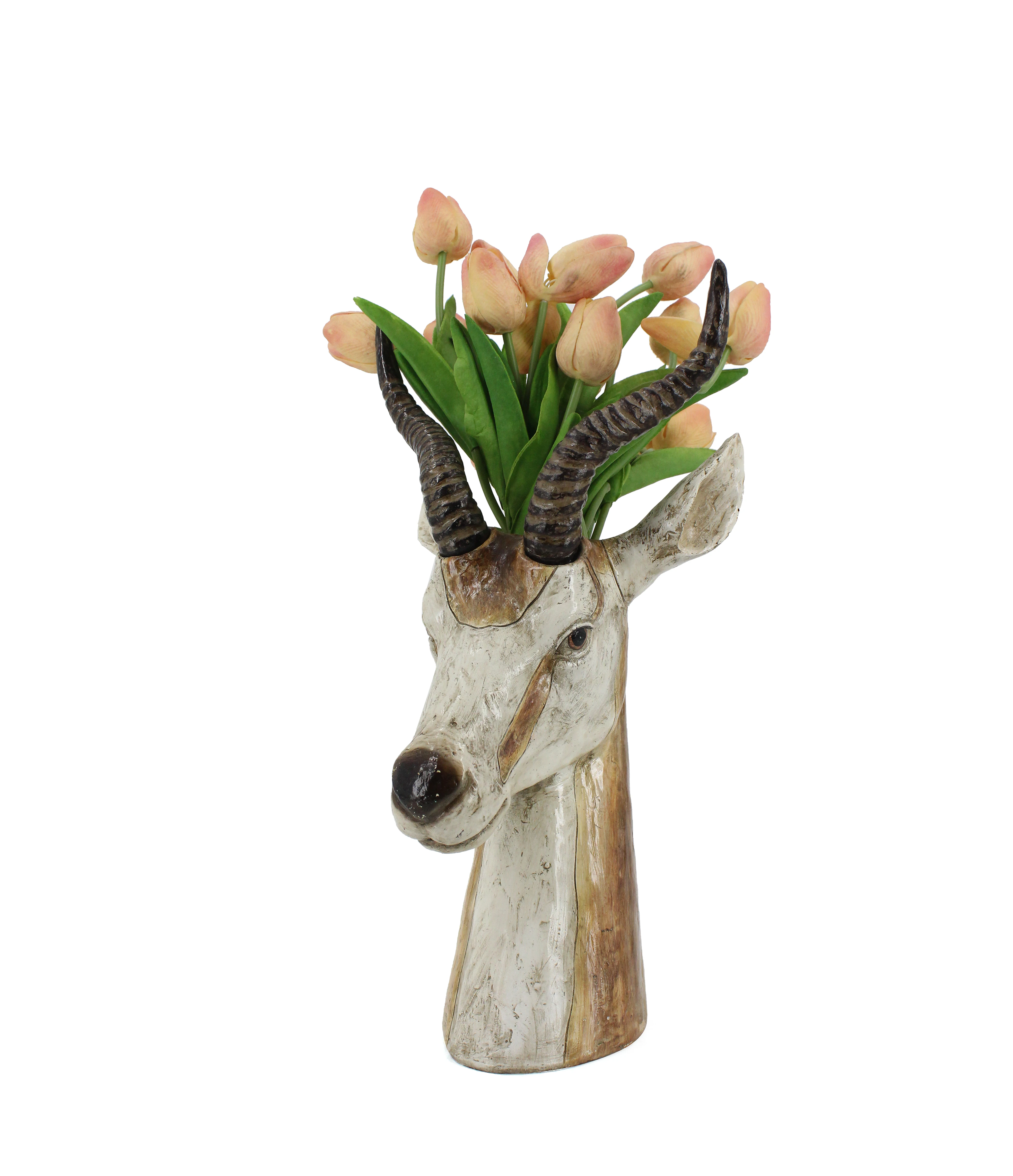 New Arrival 3D Resin Animal Sculpture S[ringbok Head Statue Vase Home Decoration