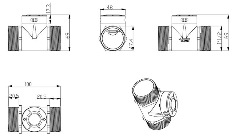 DIJIANG Stainless Steel DN15-DN50 Thread Connection Output NPN Pulse ...