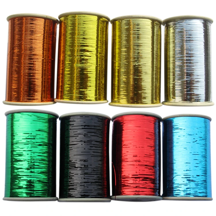 new style colorful fabric knitting weaving flat metallic yarn