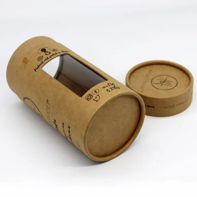 Custom Loose-leaf Tea Paper Tube Packaging Round Tea  Paper Tube with clear Cut Out
