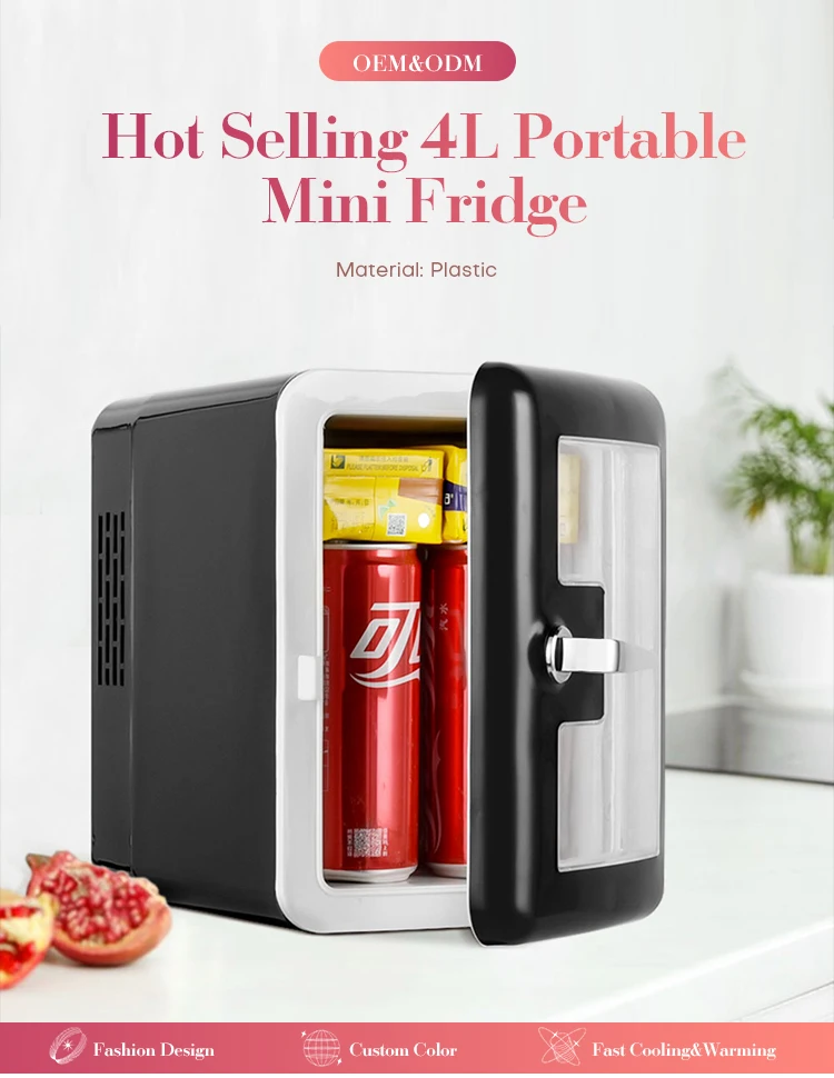 New Design 4l Car Fridge Portable Mini Beauty Refrigerator Mini Fridge