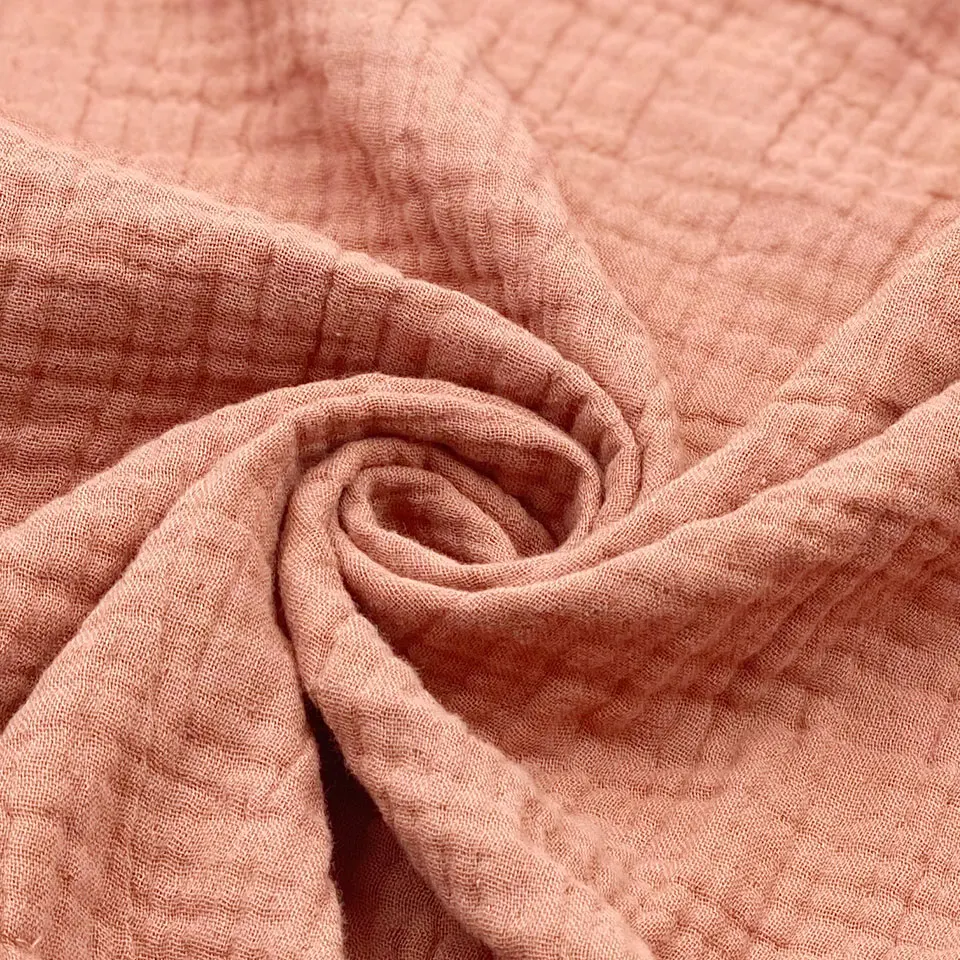 Wholesale 180g Sleepwear Pajama Swaddle Crinkle Blanket Triple Three  Layers Crepe Muslin 100% Cotton Gauze Fabric for Baby