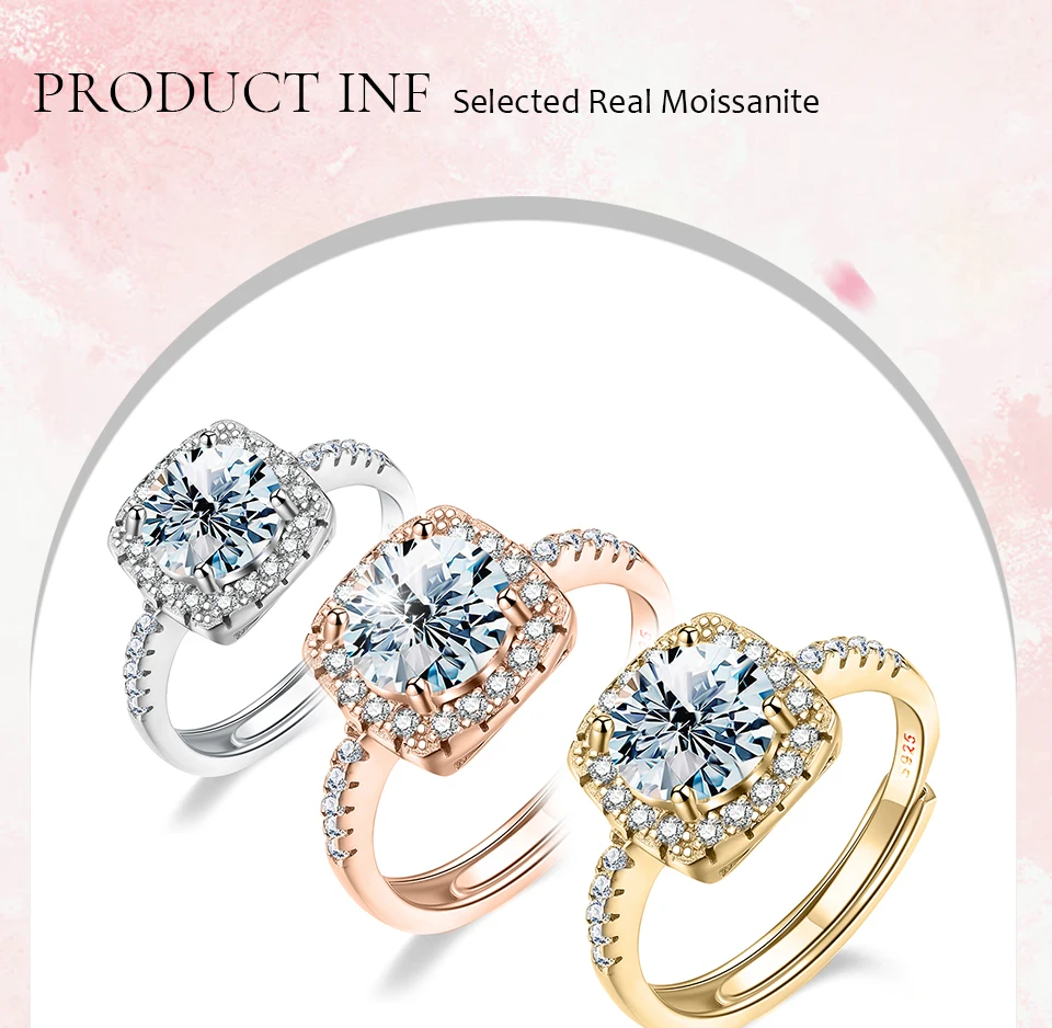 Wholesale Pure S925 Sterling Silver 18k Gold Gra VVS 3ct D Color Moissanite Ring Wedding Fine Jewelry for Men Women