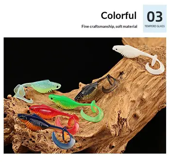 Curly & T Tail Soft Worm Lures with Two Swimming Actions, Micro Artificial Bait for Bass and Topmouth Culter – Soft Lure – view 5