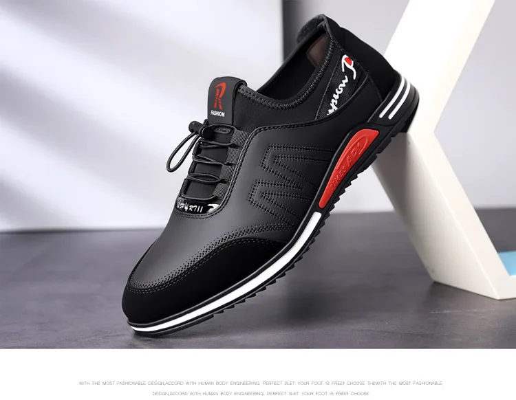Non-slip Pu Leather Sneakers Lightweight Casual Walking Style Shoes For ...
