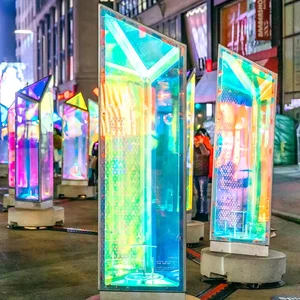 3D Led Landscape Lights Outdoor square Attractions Colorful Laser Prism Lights