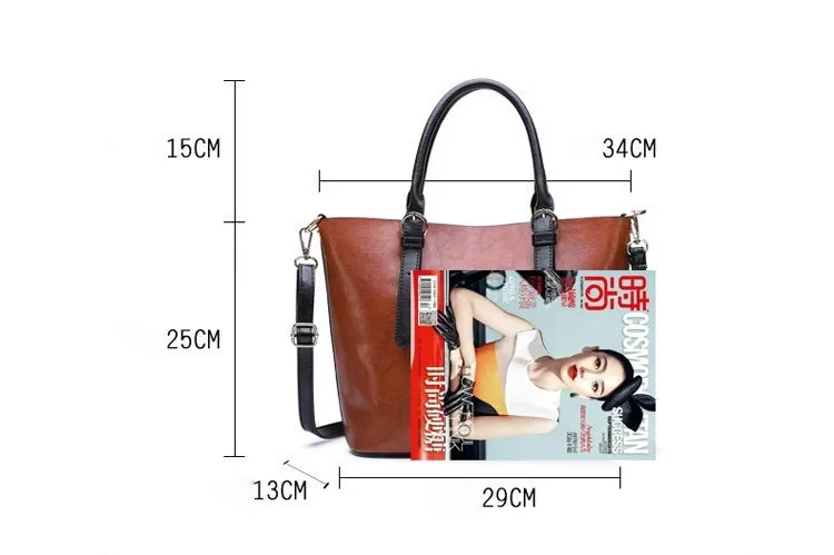 ZB477 Big Capacity Pu Vegan Pu Brown Large Leather Tote Bags