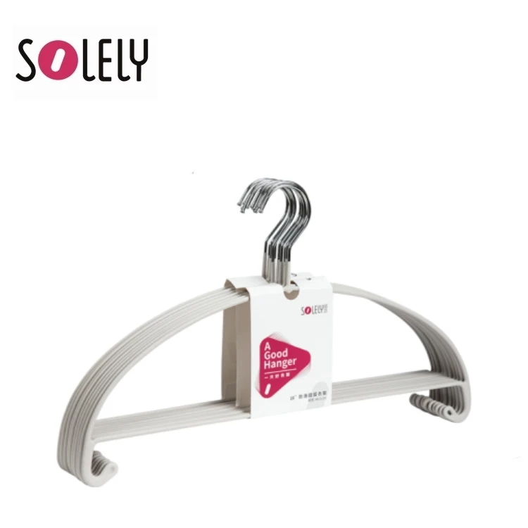 Factory Price Solely 16inches Non-slip Arc plastic pvc coated Hanger with two Lateral Hooks