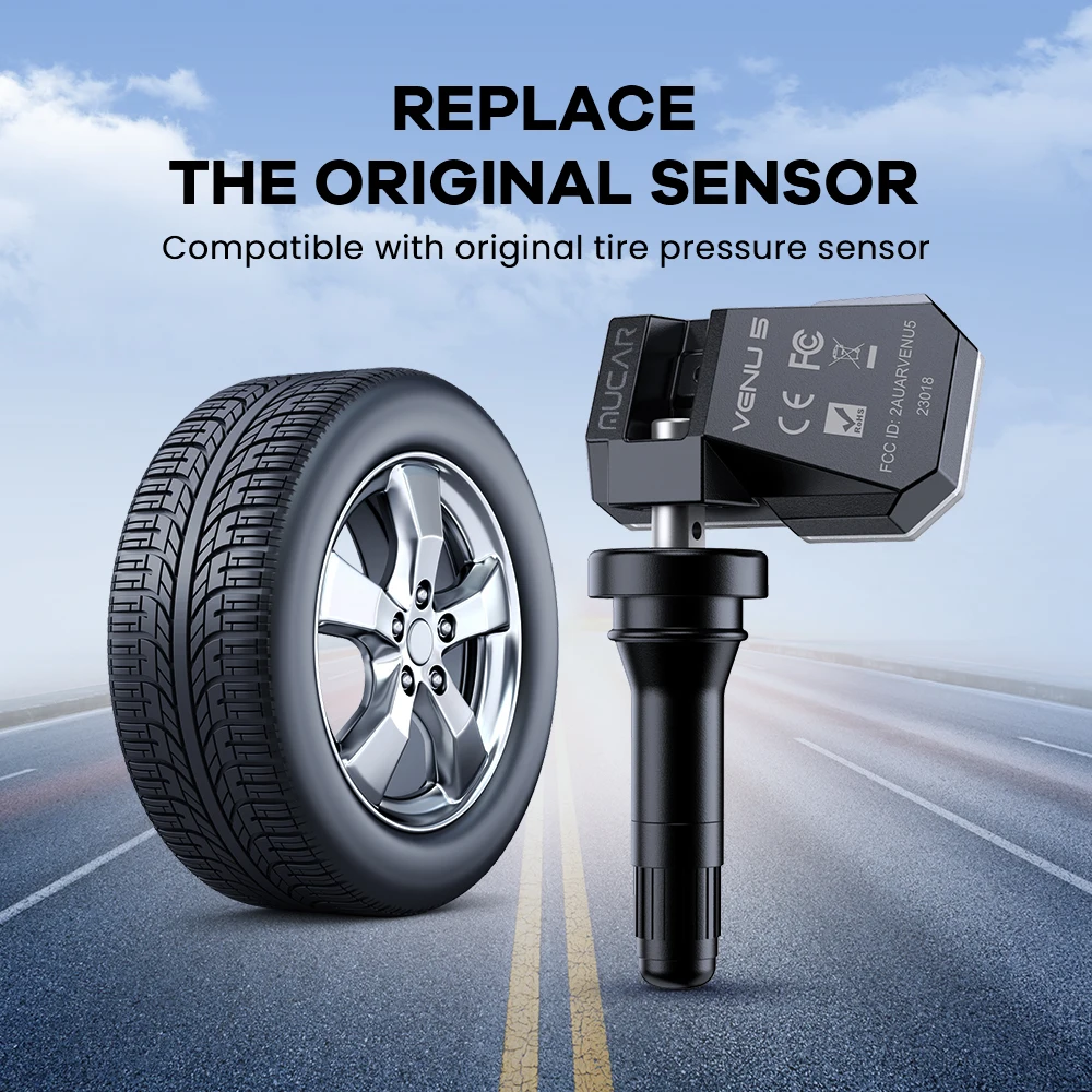 4 szt./zestaw MUCAR VENU 5 Czujnik TPMS Monitor ciśnienia w oponach samochodowych 315 MHz i 433 MHz Narzędzie do naprawy opon Nauka/Aktywacja/Programowanie