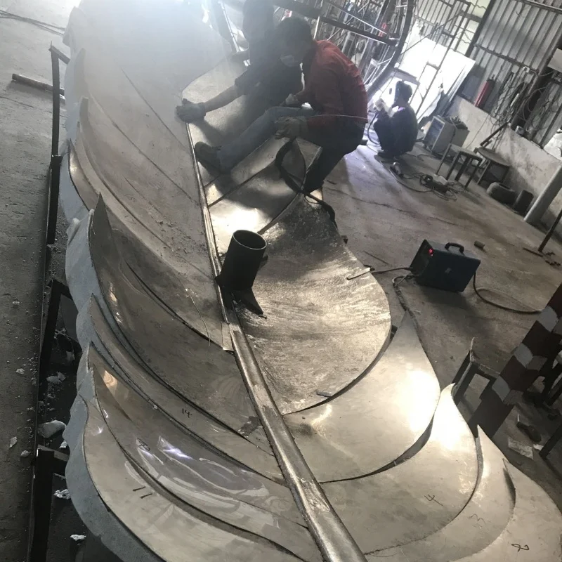 Large Sculpture Modern Stainless Steel Metal Abstract Outdoor Pool