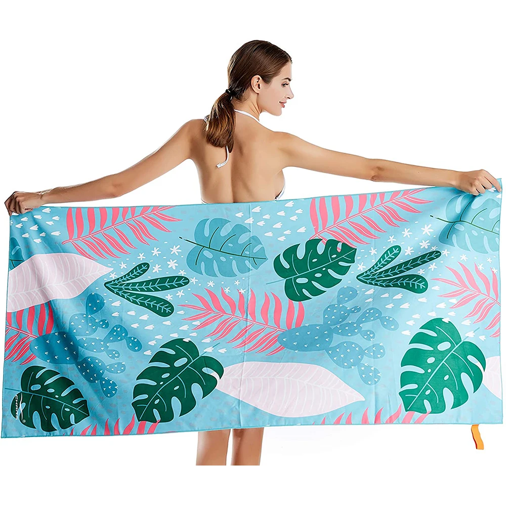 Hot Selling Custom Printed Rectangle Beach Towel Quick Dry Microfiber with Sand-Free Logo Acceptable supplier