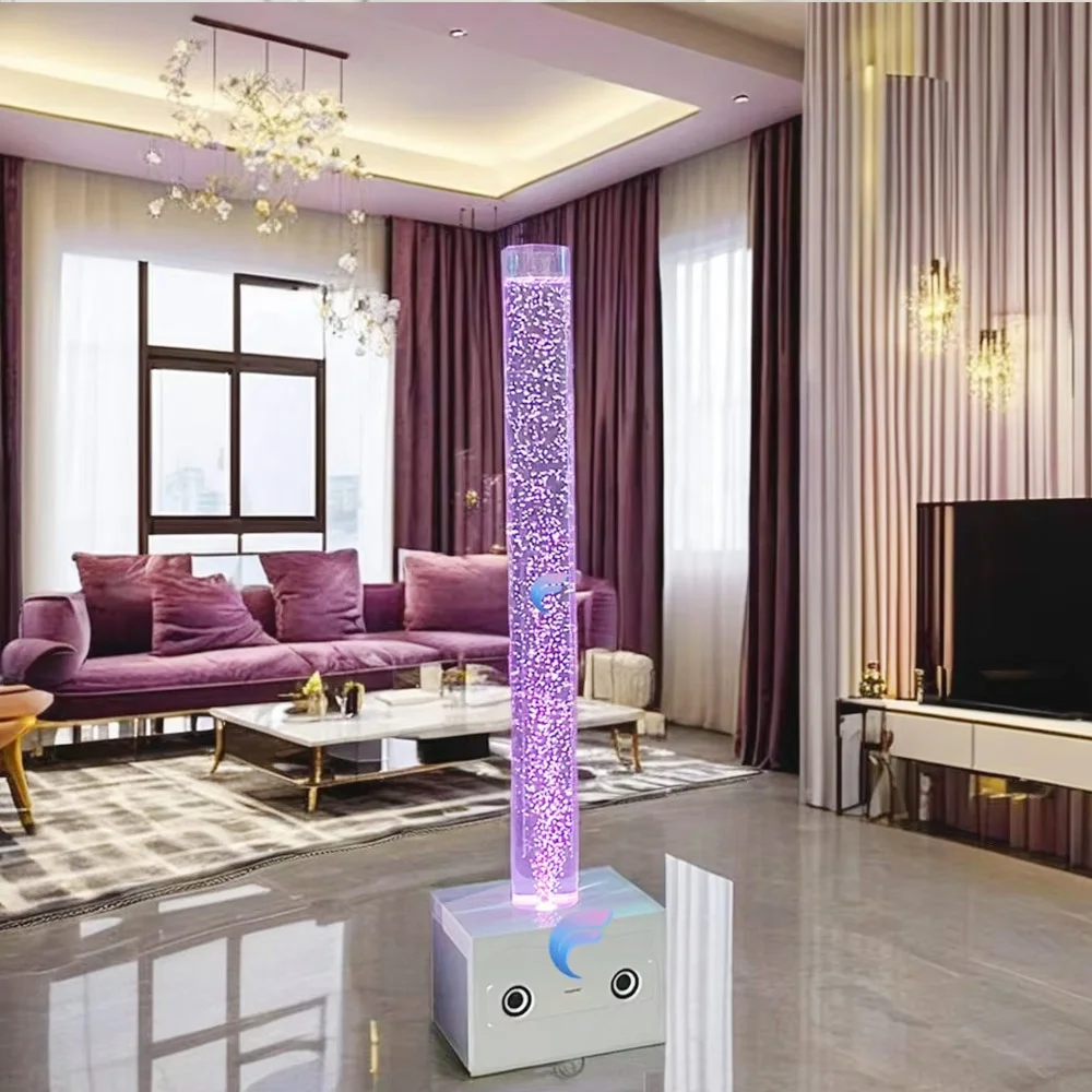 Customized Shiny LED Light Water Bubble Pillar Lamp Modern Acrylic Lamp for Party Wedding Decoration