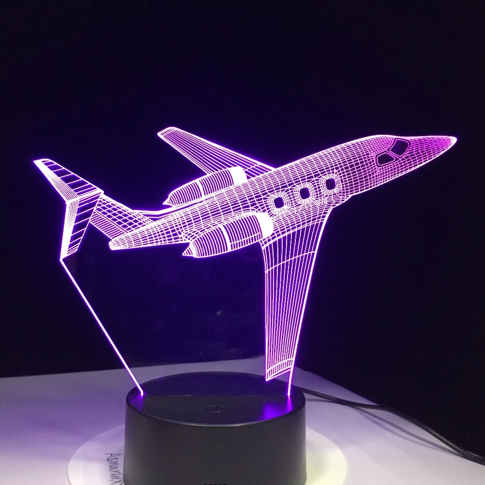 Airplane Model 3d Led Night Light Illusion Kids Gift Passenger Plane Table Lamp