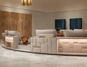 モダンラグジュアリー円形カーブソファ リビングルーム家具セット