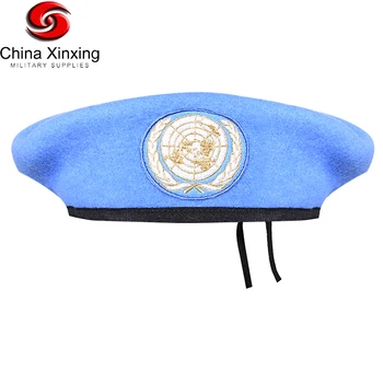 Custom United Nations 100% Wool Tactical Military Beret Badges Embroidered Berets