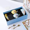 Cinq tasses et soucoupes de l'Annonciation bénie (jaune bleu)
