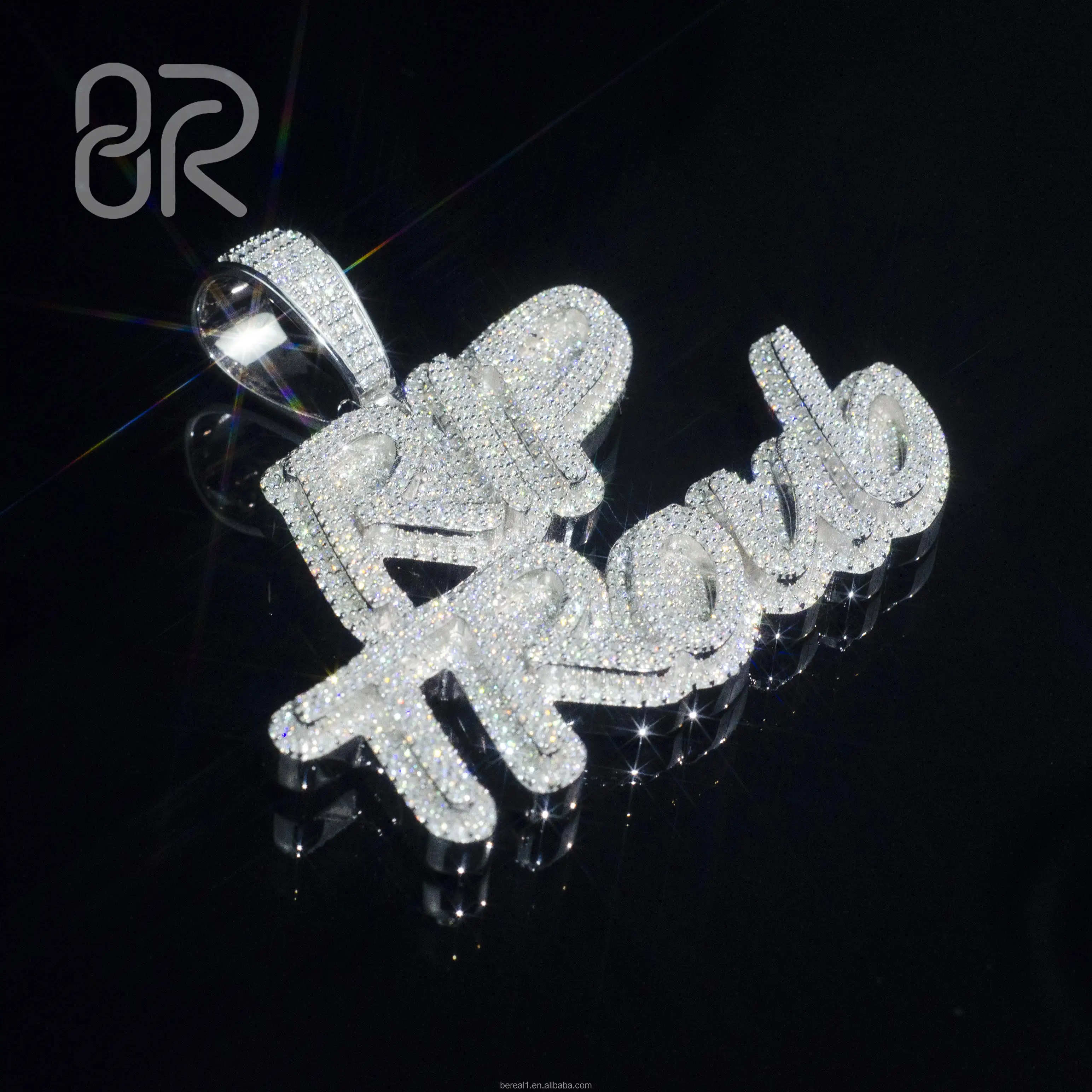 Custom Letter Initial Vvs Moissanite Diamond Pendants 925 Silver Fine