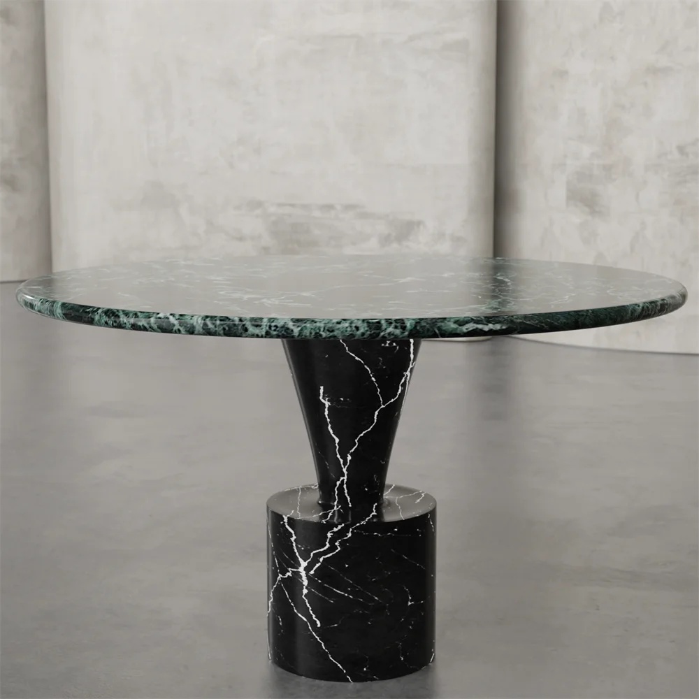 Calacatta Viola Round Dining Table with Unique Legs