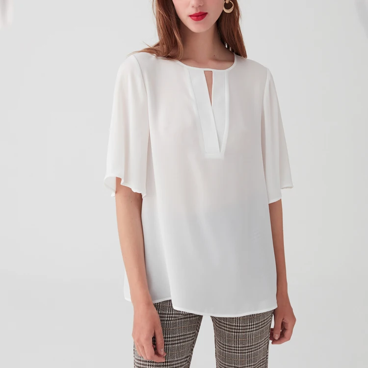 plus size white chiffon top