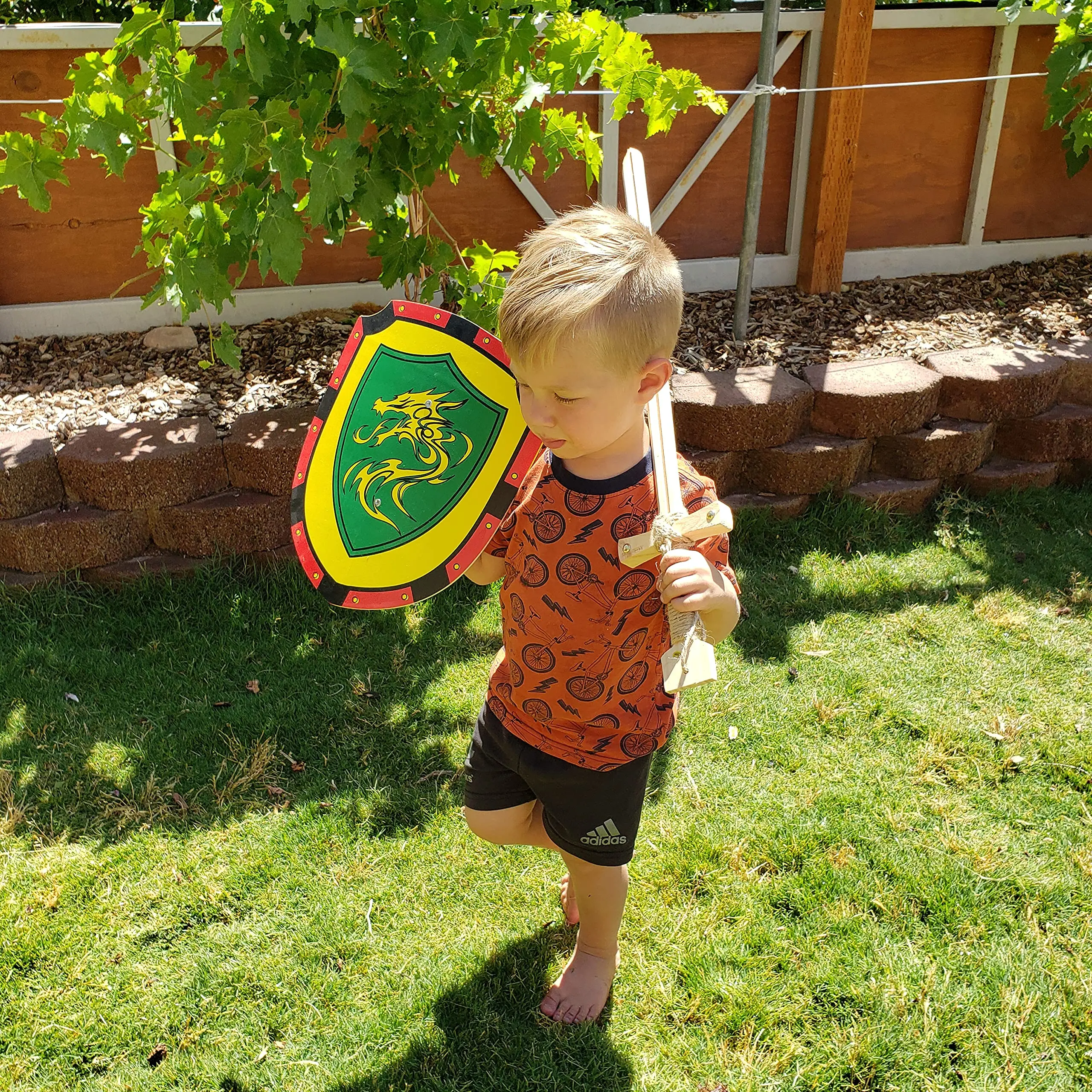 Wooden Toy Sword 2 Shield and 2 Combo Kid Toy