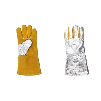 Leather Welding Gloves Anti-Cut Temperature Resistant Fire-Proof Cowhide Work Safety Gloves Hands Protection
