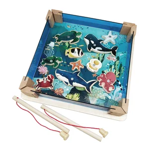 Kids Toys Modern Wooden Habin Fishing for Unisex Kids 24M+ Multifunctional Induction Educational Toy