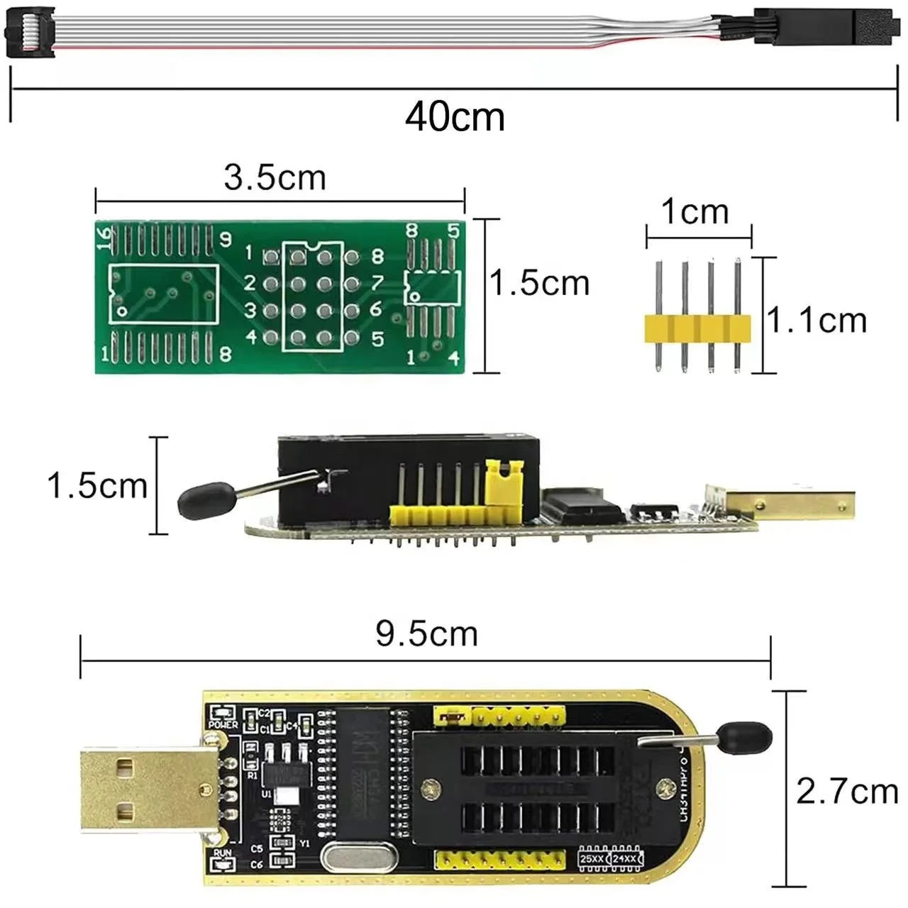 Youmile CH341A USB-programmeur – Voor 24/25 Series EEPROM BIOS, Met SOP8 Testclip En Adapter