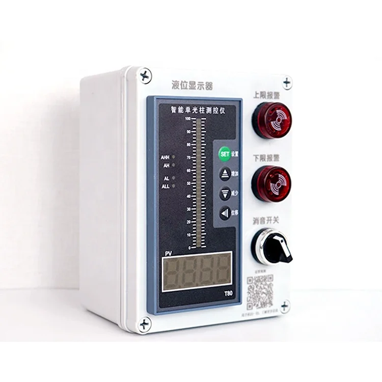 English Version T80 Liquid Level Controller Box Small Size ABS Fire Water Tank Liquid Level Sensor Display Instrument with Alarm