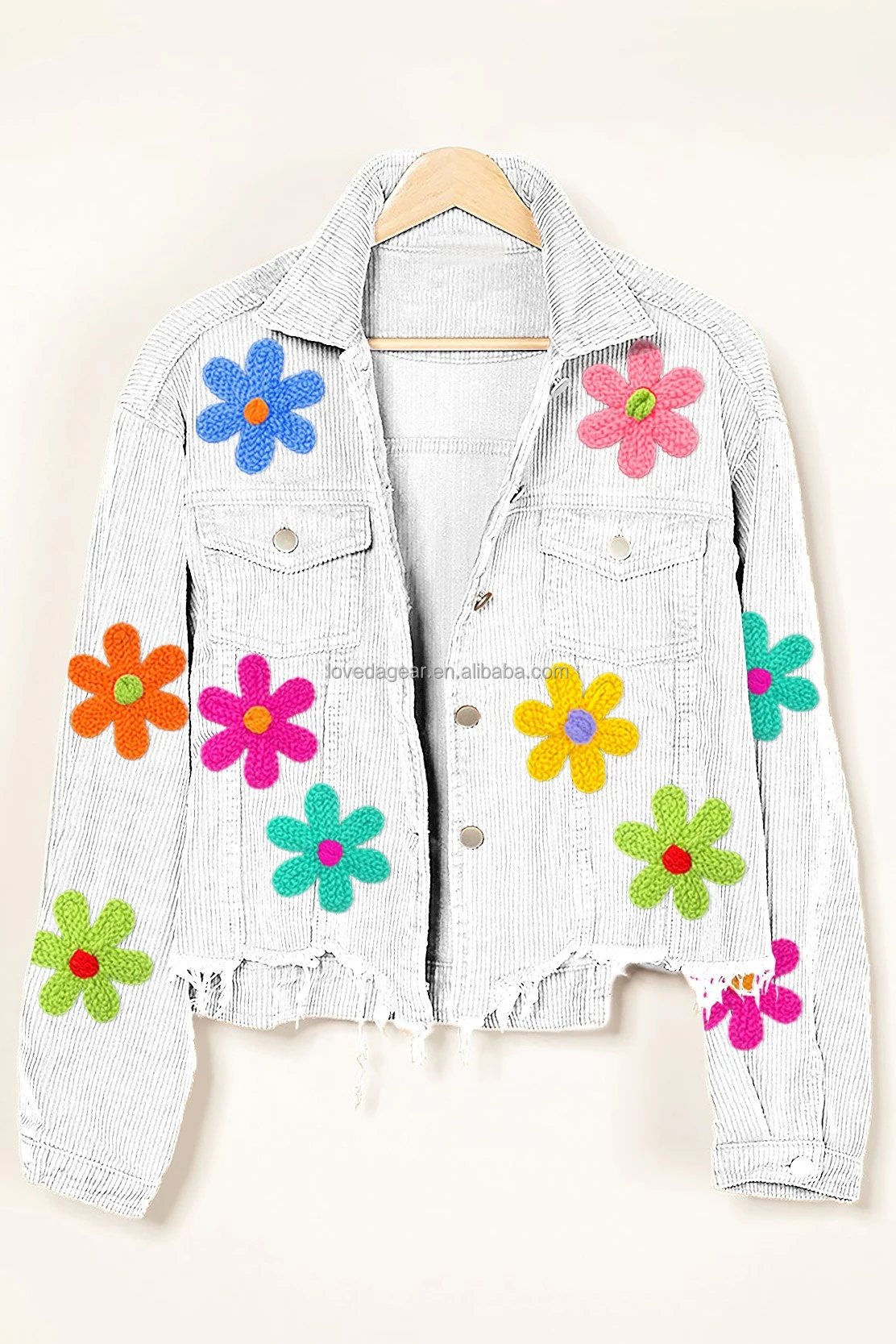 Giacca donna vintage crop varsity shacket lavaggio usato patch_voghion.com