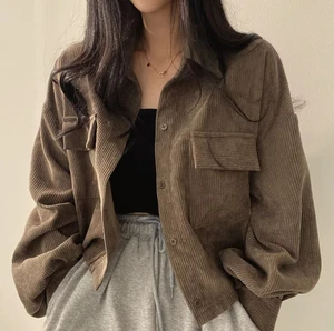 Korean Spring Autumn French Retro All-Match Single-Breasted Worsted Shearling Woven Long-Sleeved Short Women's Trendy 121