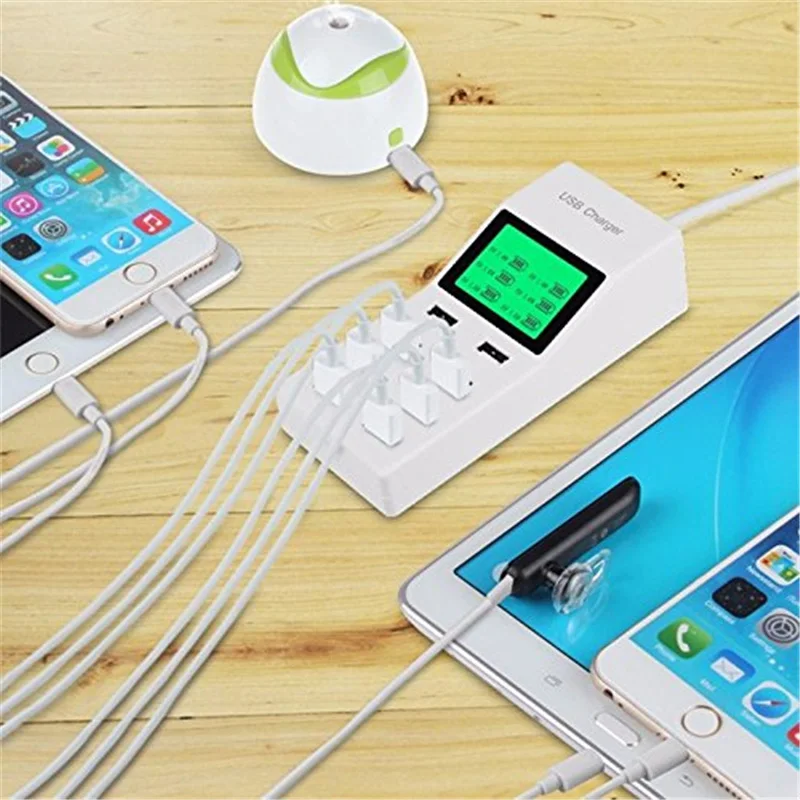 Multi USB Wall Charger 8 Port AC Power Adapter Smart Quick Charge Dock Station for Universal Phone Tablet Power Bank