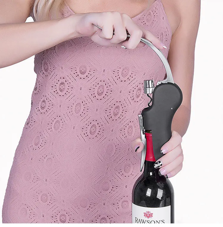 Professional Factory Price 3 Piece Goose Shape Vertical Lever Corkscrew Wine Bottle Opener With Foil Cutter