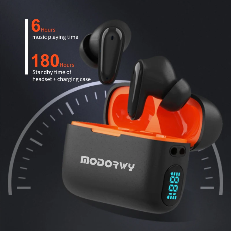 MODORWY LED Digital Display Wireless TWS Gaming Earphones Headphones Earphone HiFi Noise Cancelling Stereo Earbuds