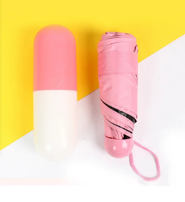 Mini Capsule Anti UV Vinyl Sunscreen with Case Rain Umbrellas Portable Sun Block Pocket Umbrella