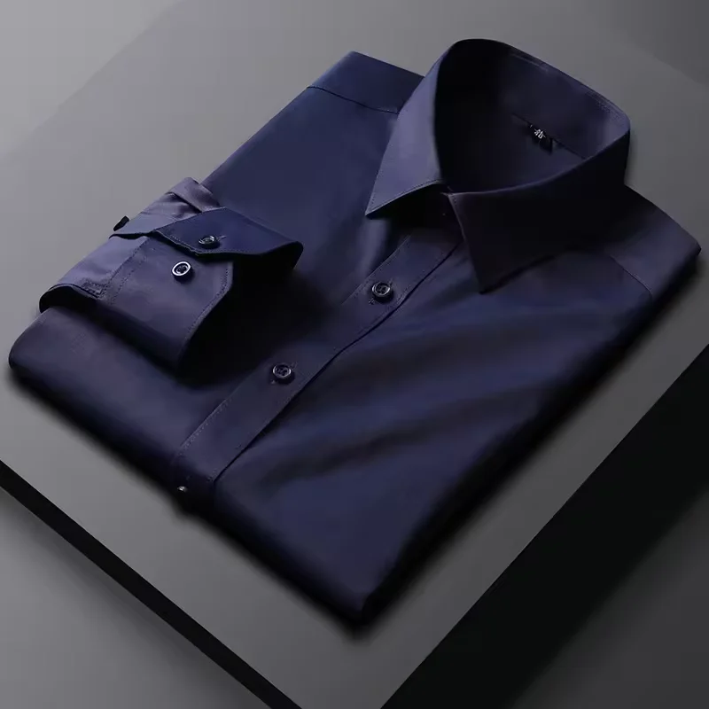 Factory Direct Classic Royal Blue Dress Shirt Men Professional Shirt  Long-Sleeved Square Collar Woven Shirts