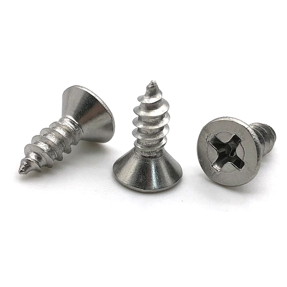 304 316 Stainless steel phillips low profile ultra low thin flat head flat tail self tapping thread forming screw for plastic