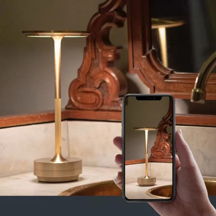 LED Ambient Decorative Light Touch Control Table Lamp Rechargeable Restaurant Bedside Bar Metal Desk Lamp