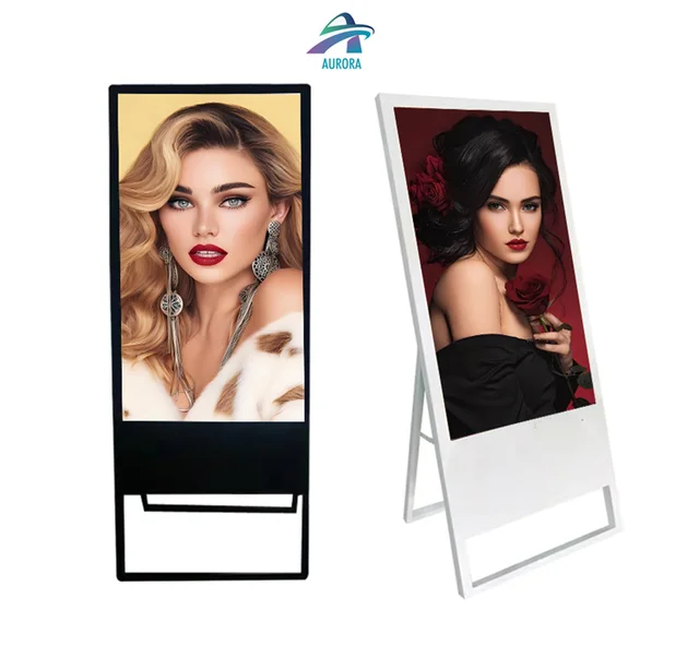 ultra slim LCD portable vertical advertising machine digital signage foldable display smart screen Totem Kiosk  Floor Standing
