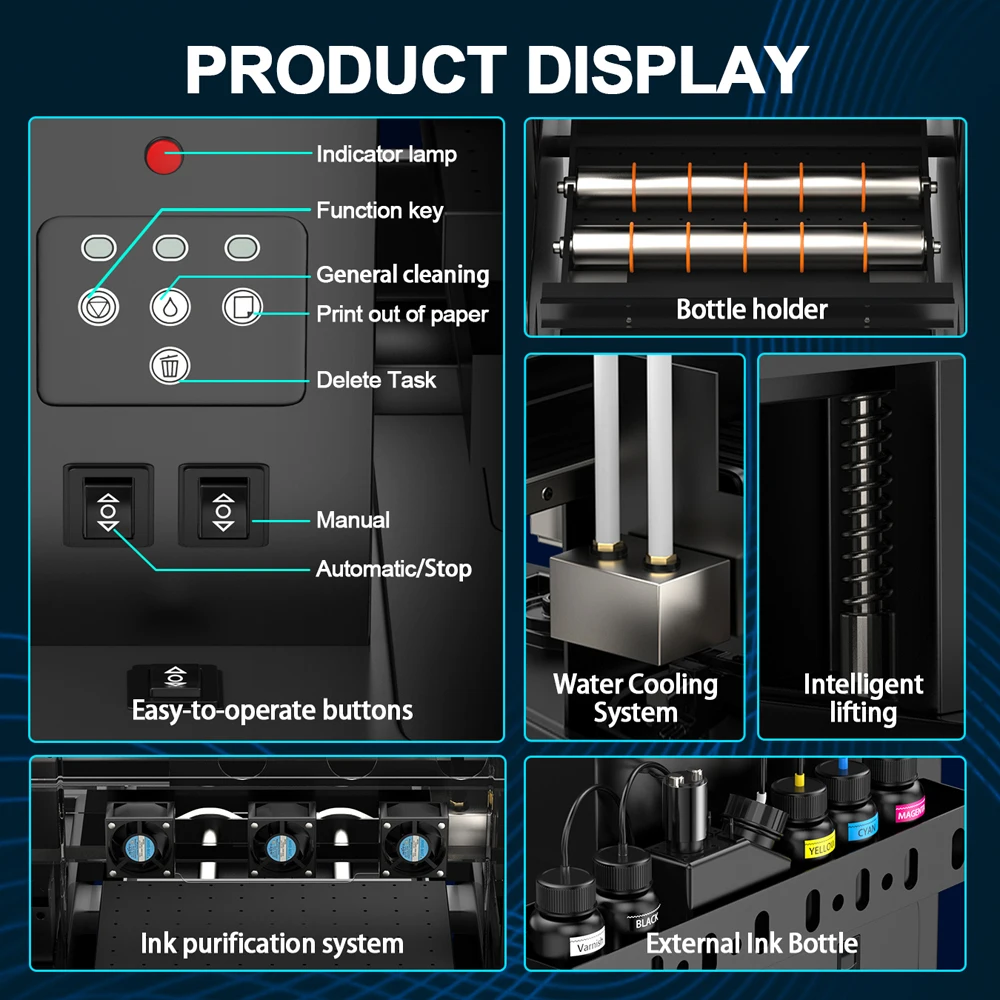 Colorsun Automatic A4 UV Flatbed Printer for epson L805 Printer for Printing Bottles TPU PC Phone case Digital Printer