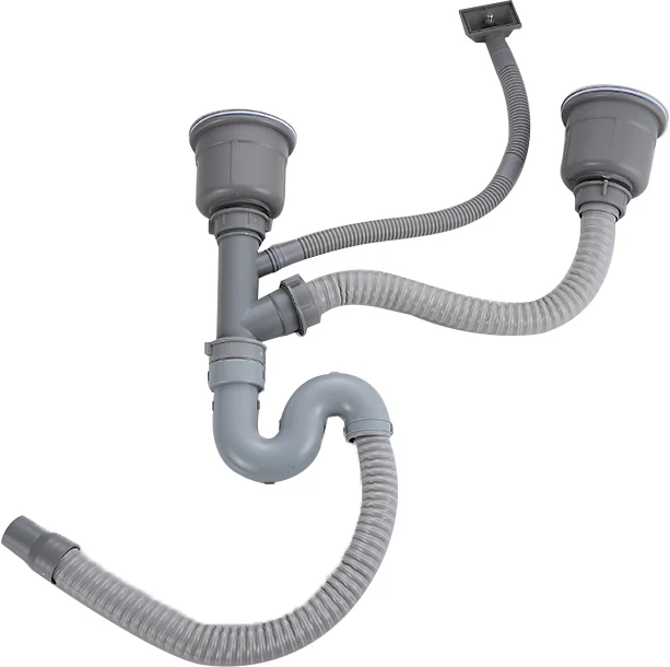 Double Head Stainless Steel Kitchen Sink Siphon  304 Stainless Steel Kitchen Sink Double Bowl Siphon / Flexible Drain Pipe
