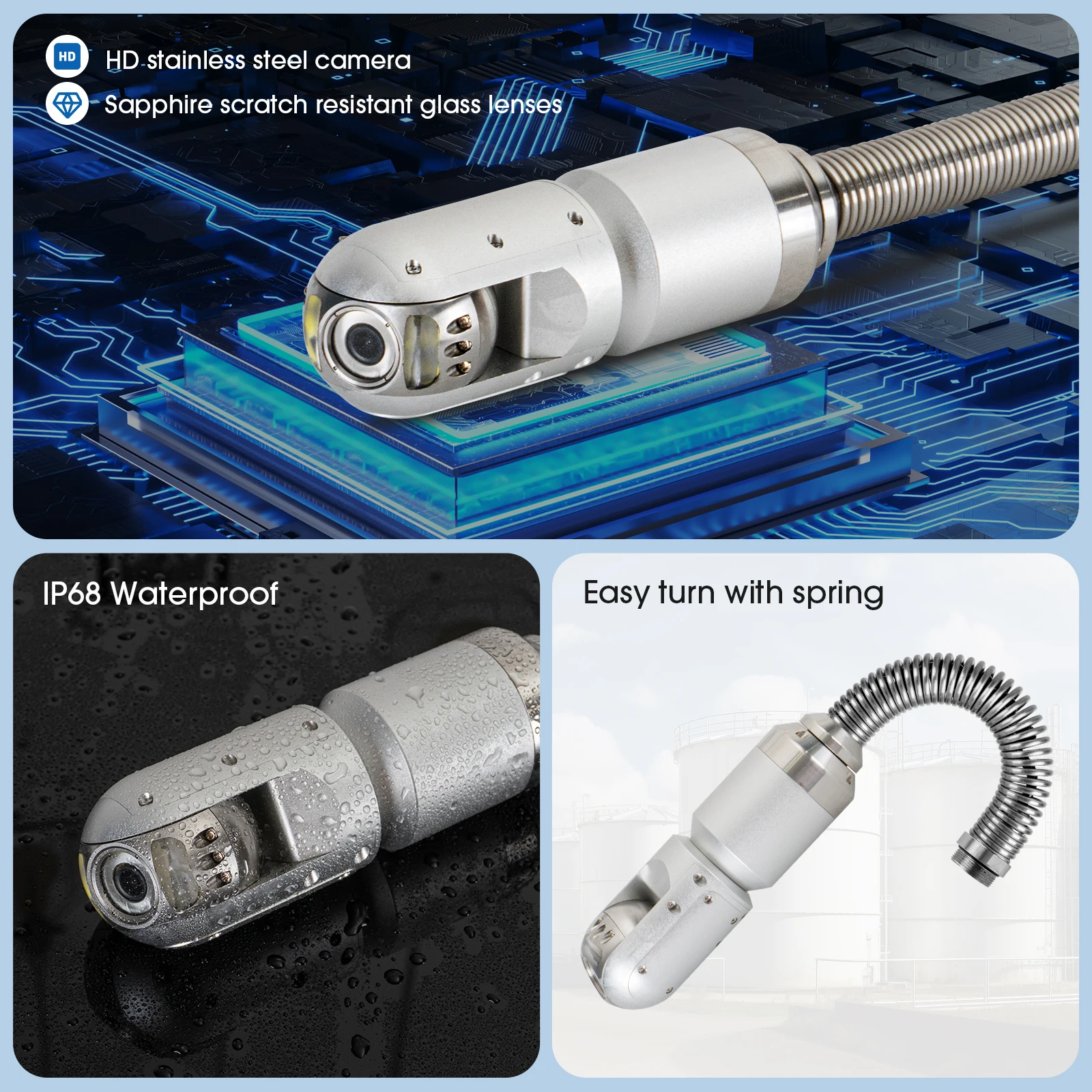 Sewer Camera Factory 10.1inch 1080P HD Screen with 360° Rotation Len Pipe Drain Video Inspection Camera with Meter Counter Waterproof 10- 200m Optional