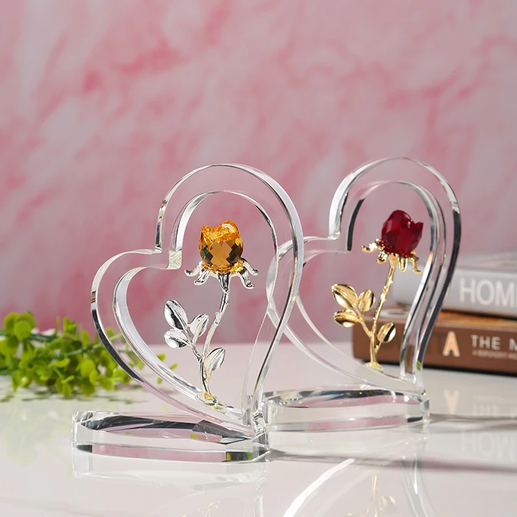 wholesale professional factory Souvenir decoration gifts wedding Crystal Love Rose upright for Valentine's Day Favors manufacture