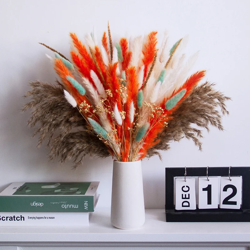 New Designed Colorful Bohemian Home Decor Popular Dried Flower Small Pampas Grass Rabbit Tail Bouquet supplier