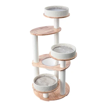 Honey Pot Cat Tree High-Quality Pine Wood Cat Tower with Integrated Cat Bed and Scratching Post for Ultimate Comfort