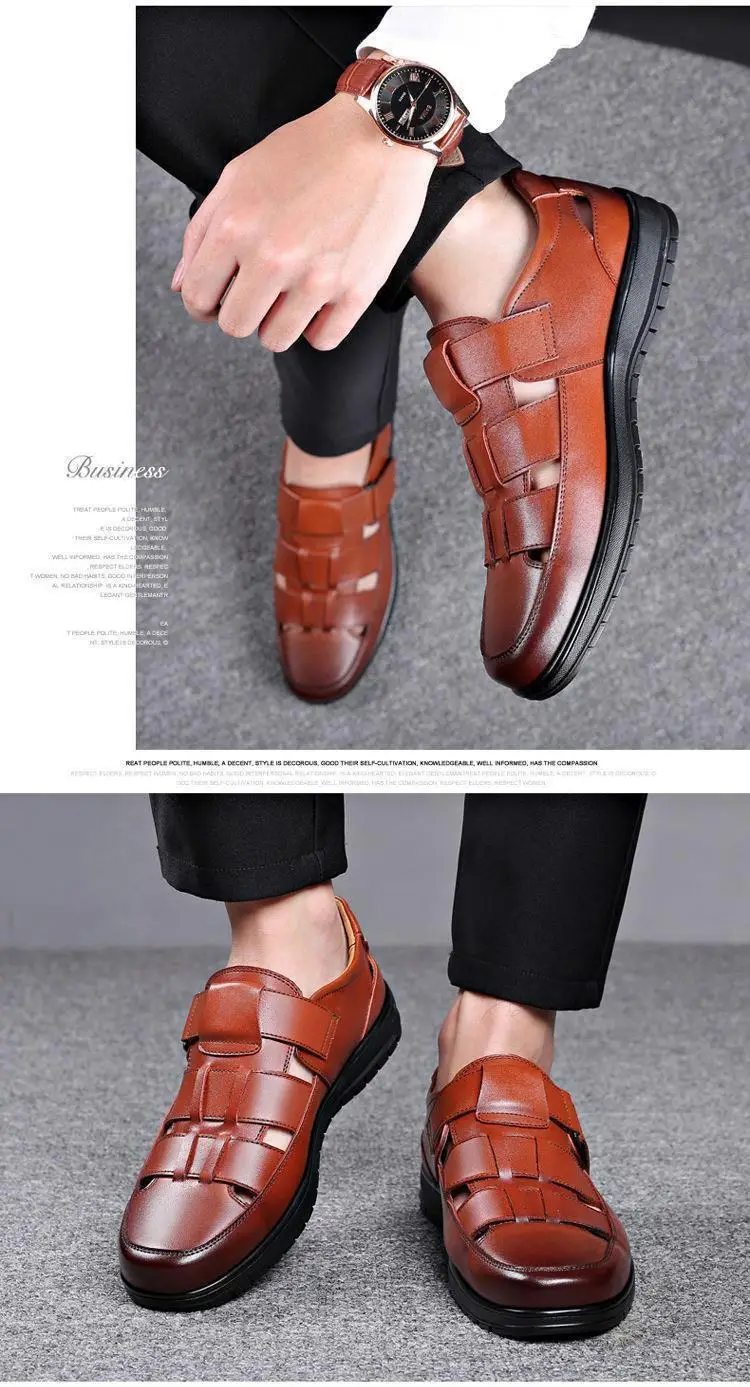 2025 oem customized footwear sandals homes men's Cow leather sandals made men's sandals lather